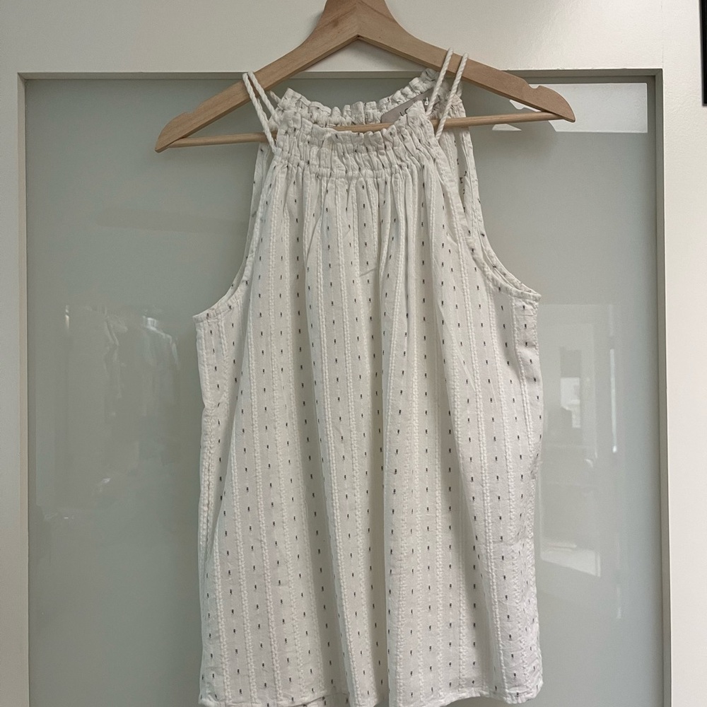 LOFT White Textured Tank Top